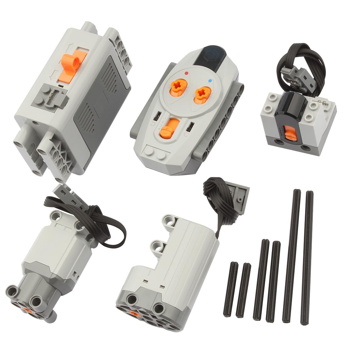 Power Functions Set, Motor Set with Remote Control and Receiver, Servo Motor, Battery Box, Cross Shaft, Power Modification Building Accessories