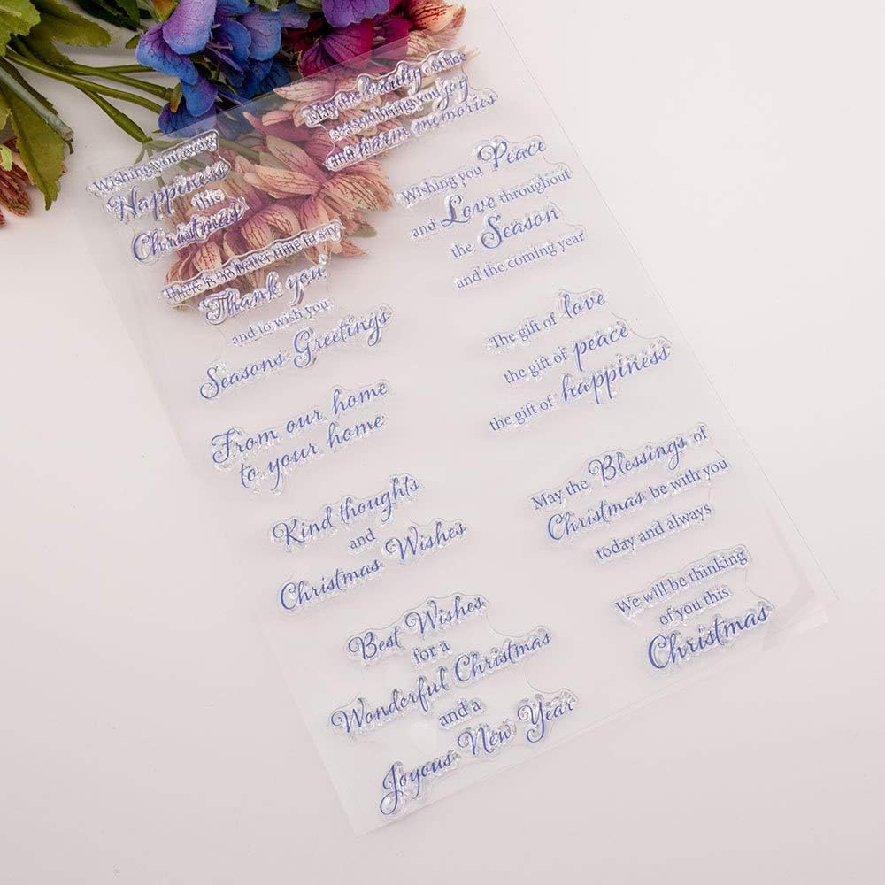 arriettycraft Merry Christmas Happy New Year Happy Birthday Verses Phrase Rubber Stamps Clear Stamps for Christmas Card Making Decoration and DIY Scrapbooking Rubber Stamps for Crafts - Image 5