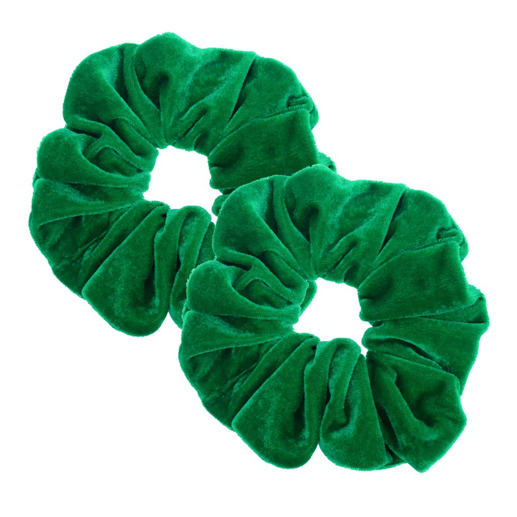 2 Pcs Green Color Large Velvet Scrunchies for Auldt Women Large Elastic Hair Ties Ropes
