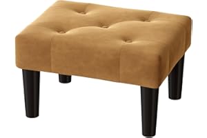 viewcare Foot Stool, Small Ottoman Foot Rest, Velvet Soft Footrest Ottoman with Wood Legs, Sofa Footrest Extra Seating for Living Room Entryway Office