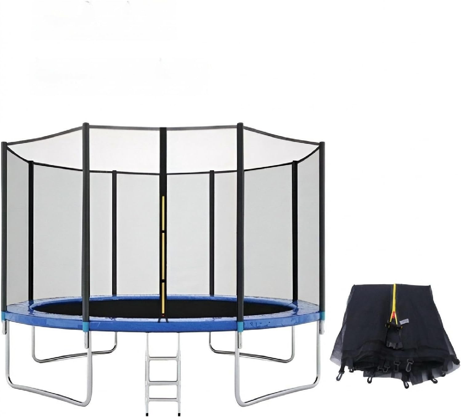 Trampoline Safety Net, 5 6 8 10 12 13 14 16Ft Weather-Resistant Replacement Enclosure Net for Round Frame, with Double-Headed Zippers, Protection Buckles Enhanced Hook, Poles Not Included
