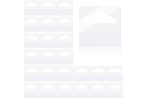 Yazikisa 200 Pcs Clear Sticky Hang Tabs Slot Hole Self Adhesive Hanging Tags Plastic Folding Tab Hooks for Store Retail Handi