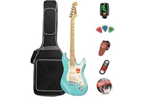 BENSSICA Electric guitar adult beginner entry rock guitar suit professional -level player for men and women-D120 (green)