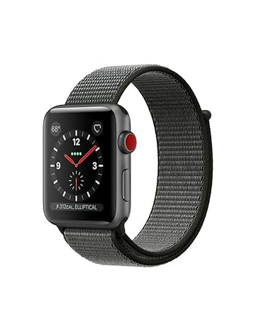Apple Watch Series 3 38mm Smartwatch (GPS + Cellular, Space Gray Aluminum Case, Gray Sport Loop) (Renewed)