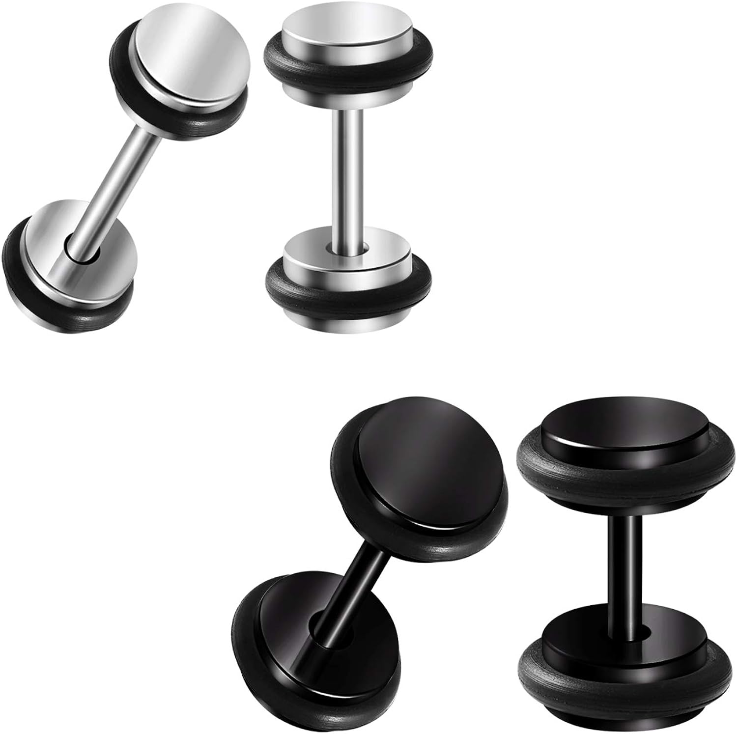 BIG GAUGES 2 Pairs 316L Surgical Steel Black Anodized 16g Gauge 1.2mm