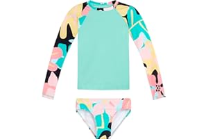 Kanu Surf Girls Long Sleeve Rashguard UPF 50 Two Piece Swim Set