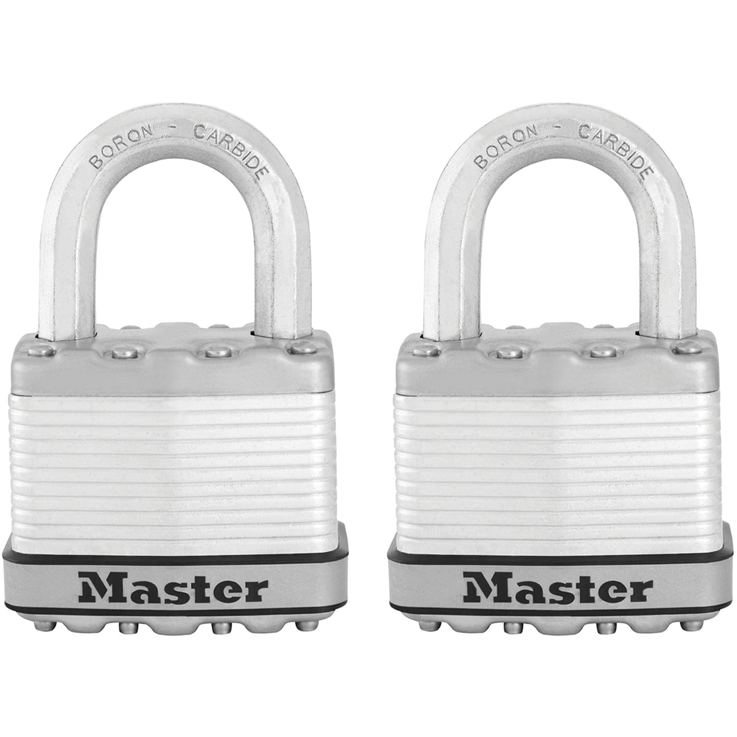 MASTER LOCK Pack of 2 Very High Security Padlocks, Security Level 9/10, Outdoor, Keyed, Laminated Steel, Weatherproof, Standard Shackle