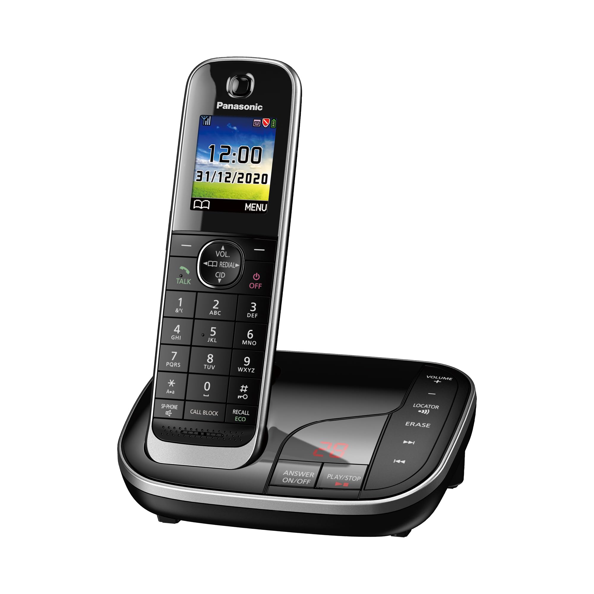 Panasonic KX-TGJ420EB Landline Phone Cordless, House phones, Automated Call Blocker, Answer machine, Colour Display, Single Handset - Black