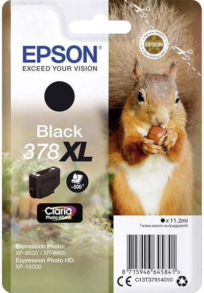Epson 378XL Black Squirrel High Yield Genuine Ink Cartridge Claria Photo HD