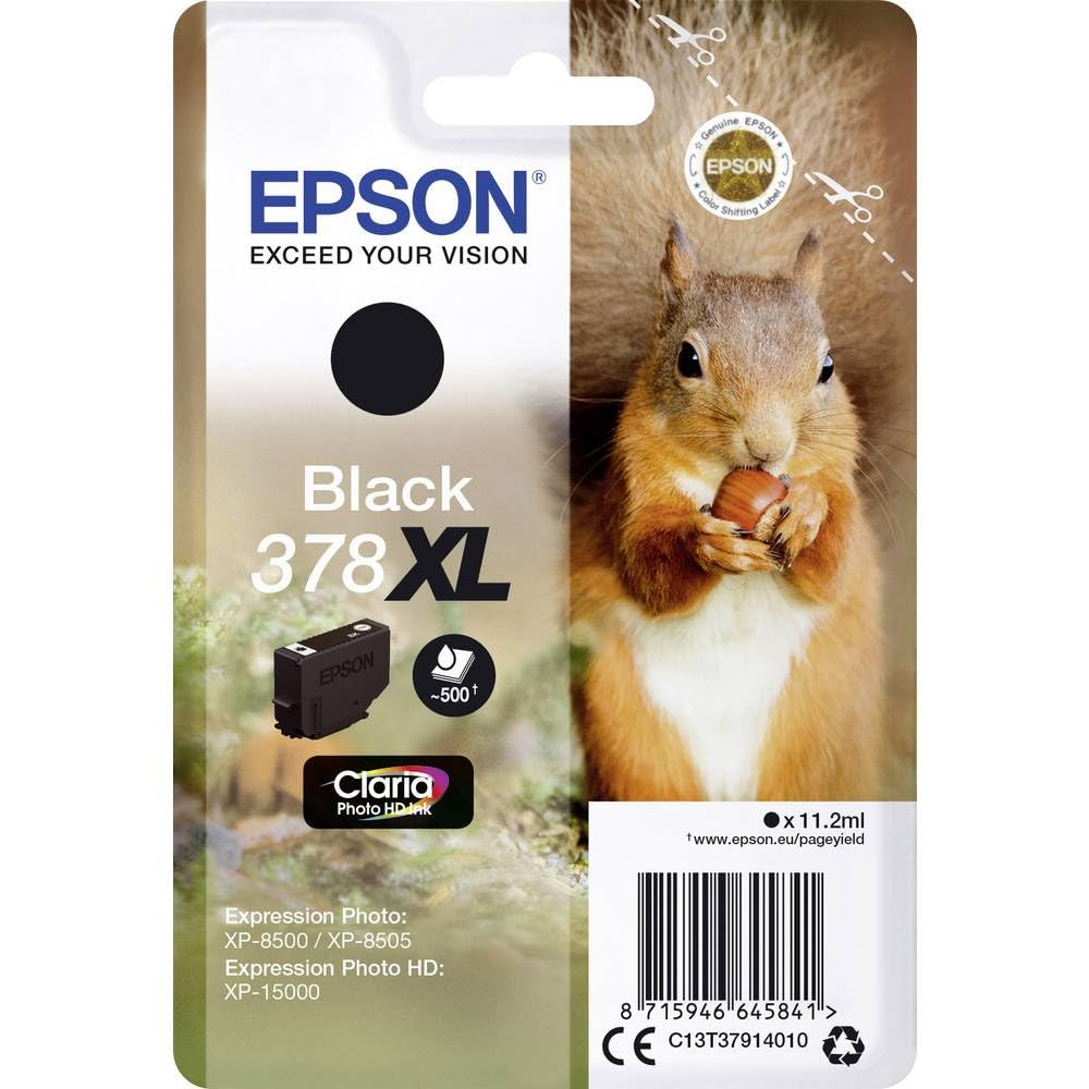 Epson 378XL Black Squirrel High Yield Genuine, Claria Photo HD Ink Cartridge