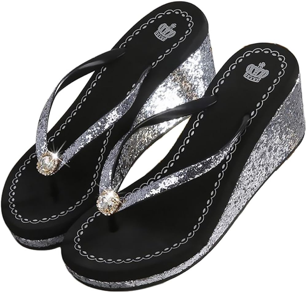 jeweled flip flops wedge