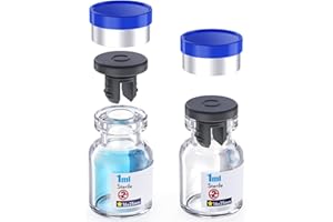 KSIITEKSLAB Ks-Tek Sterile Empty Vial with Separately Butyl Rubber Stopper and Flip Top Closure,Removable,After Filling,Need to Seal by CrimperType 1 Borosilicate Glass Tubing (1ml)