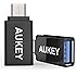 AUKEY Adattatore USB C a USB 3.0 [ Confezione da 1 ] Connettore Tipo C a USB 3.0 A per Nuovo Apple MacBook, Google Chromebook Pixel Nokia N1 ecc. ( Nero )