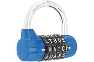 HOJLKLD Gym Locker Lock 5 Letter Word Lock Safety Padlock Combination Lock for School Gym Locker,Sports Locker,Fence,Toolbox,Case,Hasp Storage (1, Blue)