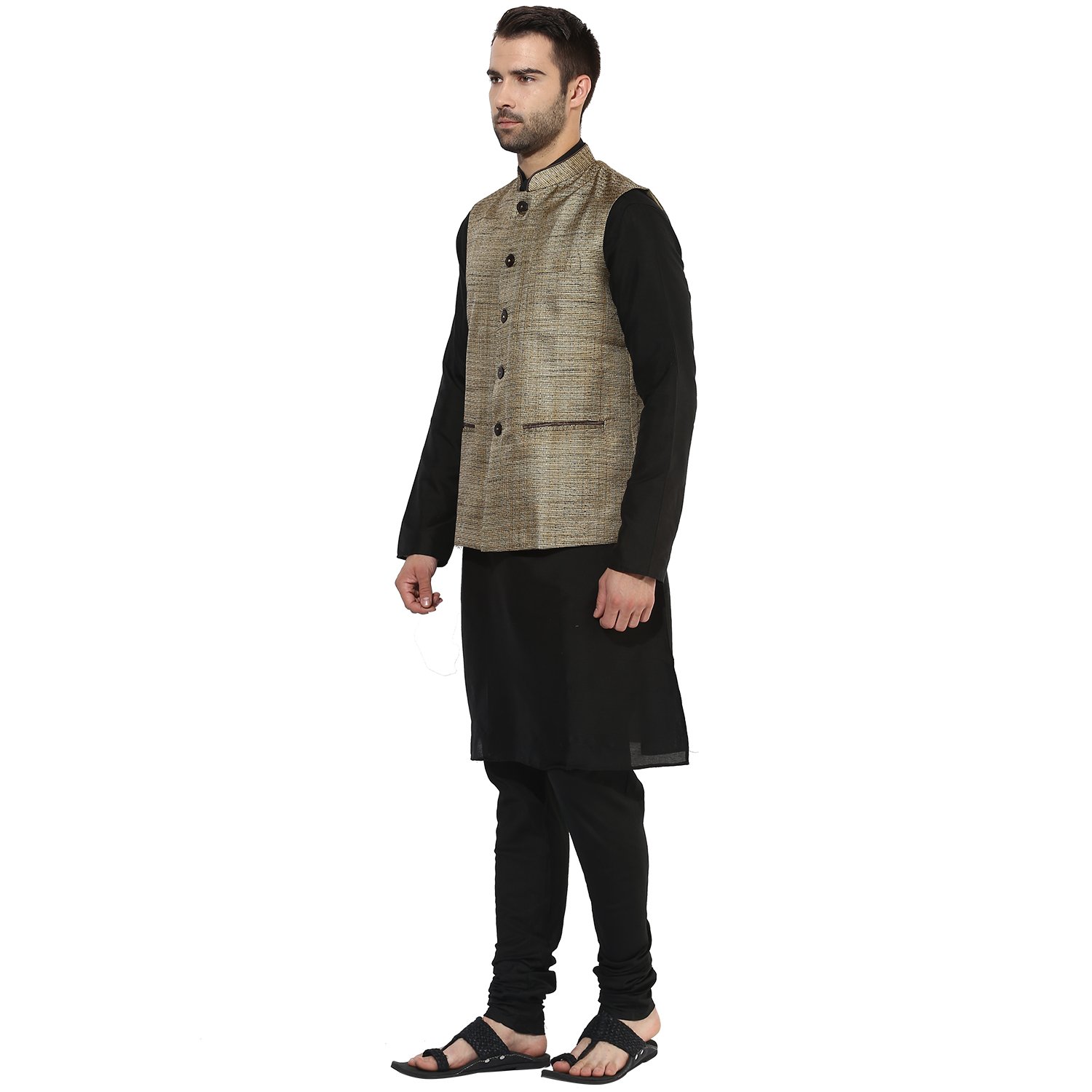 kisah brocade cotton silkself designwaistcoat for for men's