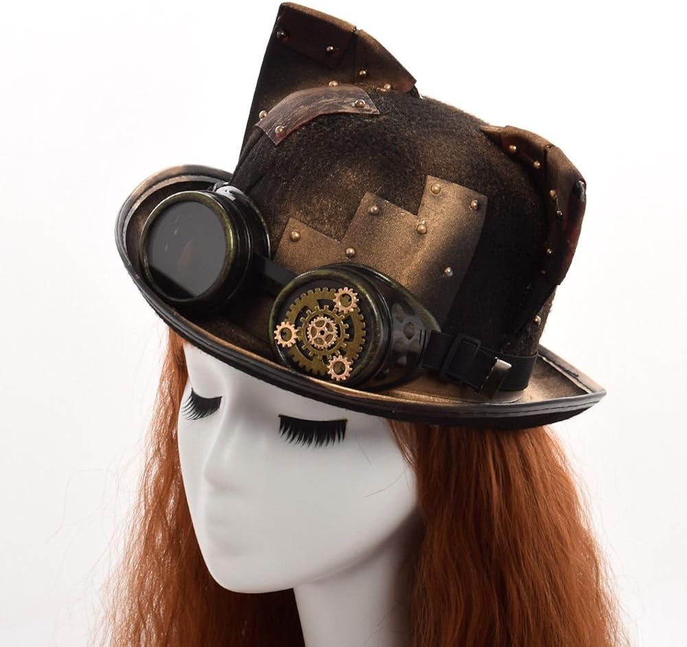 GRACEART Cat Ears Steampunk Hat with Goggles Bronze (cat Ear) - Image 4