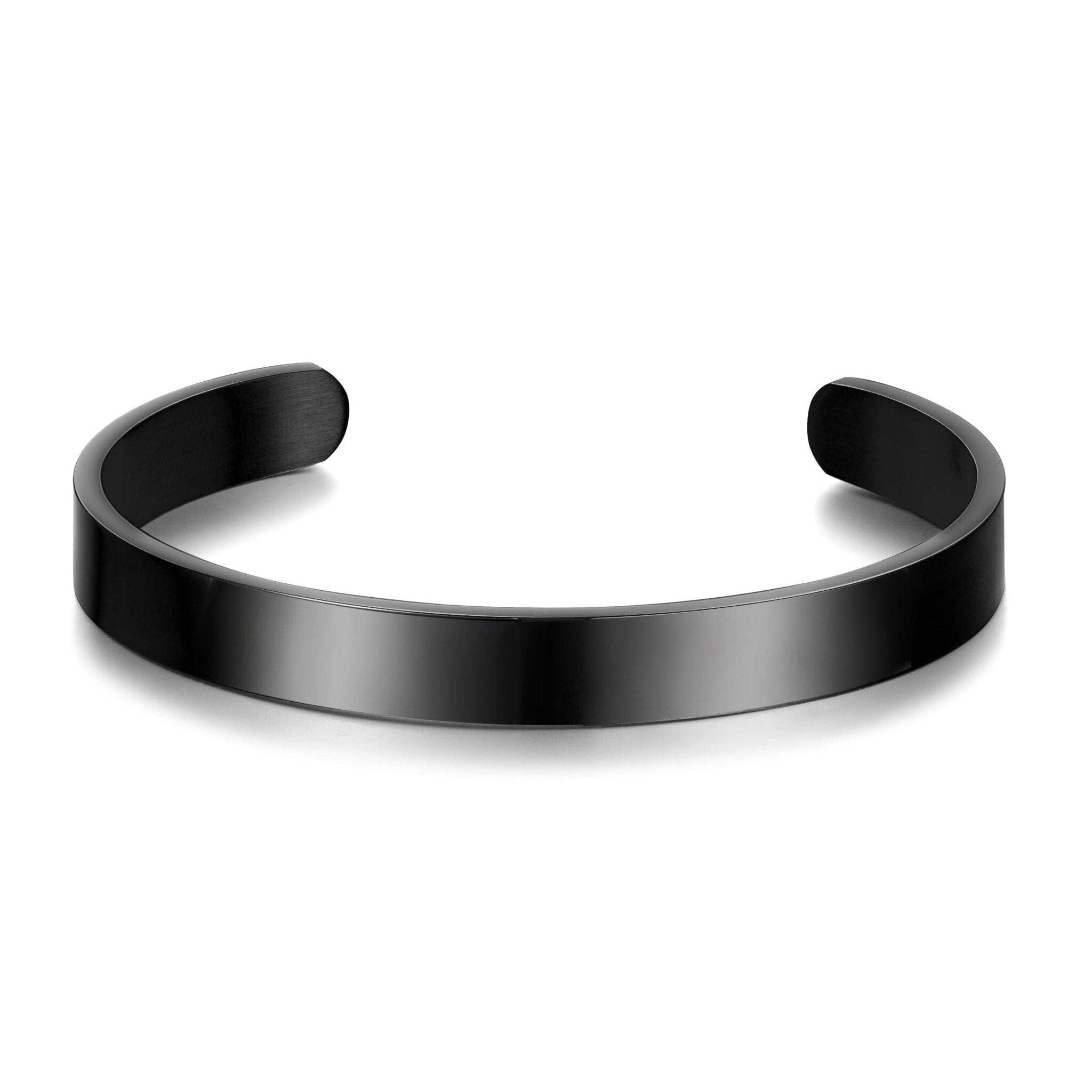 Philip Jones Men's Black Stainless Steel Cuff Bracelet