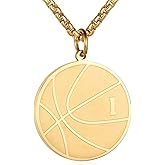 Susook Basketball Number Necklace for Boys Gold Stainless Steel Basketball Pendant Sport Jewelry Gifts for Men