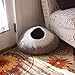 Kittycentric Cozy Cat Cave Bed - Handmade 100% Wool, Large (Brown/Cream)