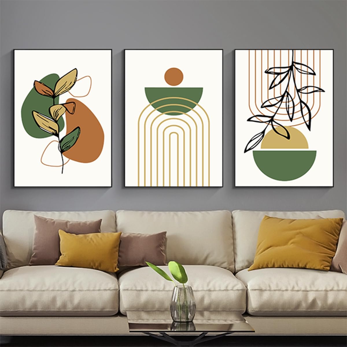 HMDKHI Modern Bohemian Abstract Poster Wall Decoration, Beautiful Botanical Pictures Poster Wall Art, Minimalist Wall Poster Set - Frameless (Wall Picture-02.40 x 60 cm x 3 Pieces)