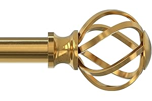 VOIIY Curtain Rods for Windows 18 to 45 Inch(1.5-3.75 Feet),3/4" Diameter Gold Drapery Rods with Twisted Cage Finials,Size:18-45 Inch