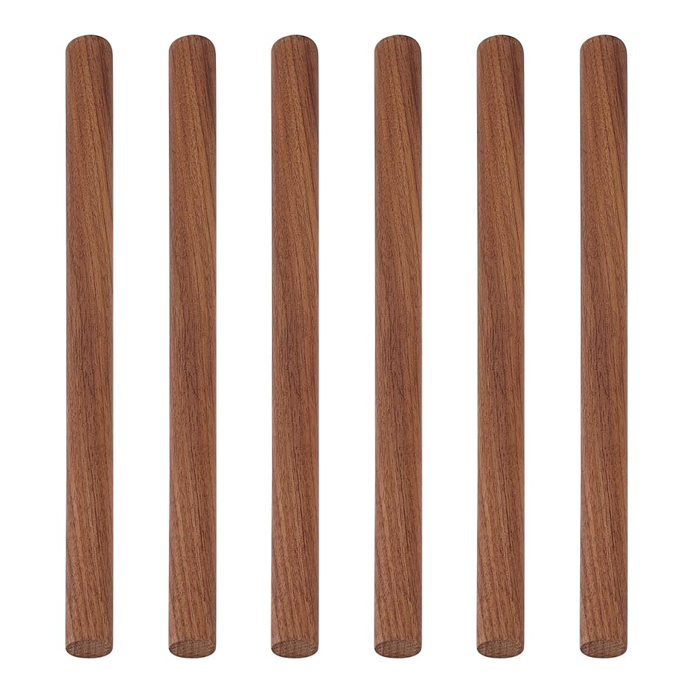 BENECREAT 6PCS 30cmx18mm Walnut Dowel Rod Sticks Unfinished Round Wooden Crafts Sticks for Crafts or DIY Braiding Tapestry