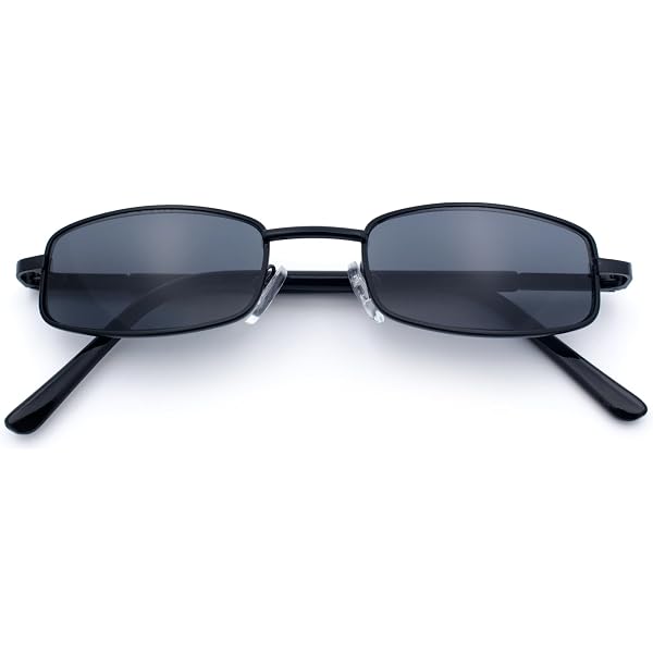 Slim Rectangular Metal Frame Sunglasses - Charcoal Lenses Calvin Rectangle Gunmetal Sunglasses | Glassesshop main image 3