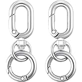 OIIKI 2 Sets Double Opening Swivel Clasp Clips, Metal Swivel Spring Snap Hooks, Key Chain Clip with Key Ring for DIY Crafts, Jewelry Clasps, Lanyard Making - Silver