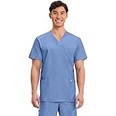Cherokee Scrub top for Men V-Neck with 3 Pockets, Knit Details, Soft, Durable, Breathable, 2-Way Stretch Fabric - WW670