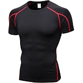 LEICHR Men's Compression Shirts Short Sleeve Breathable Sports Athletic Quick Dry Tops Workout Base Layer Cycling T-Shirts