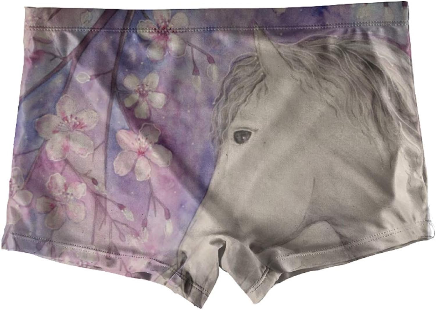 Beautiful White Horse Cherry Blossoms Boxer Briefs For
