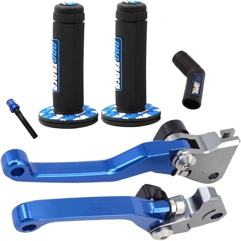 Billet Pivot Brake Clutch Levers for Yamaha YZ125 YZ250 YZ426F YZ450F01-07 YZ250F 01-06 with Handlebar Grips Air Vent Tube
