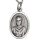 St. Genesius Medal Necklace | Silver-Tone Pendant on Chain | Patron Saint of Actors | Includes Holy Card | Great Catholic Gift