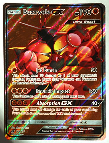 Pokemon - Crimson Invasion - Buzzwole GX 104/111, Full Art, New, Mint