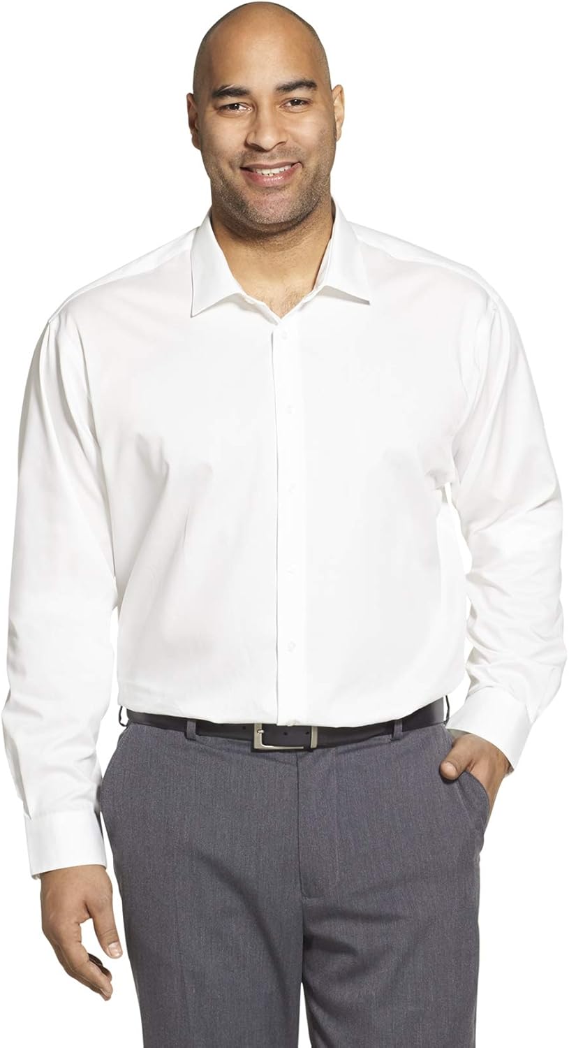 Calvin Klein Men's Big and Tall Dress Shirts Non Iron Herringbone Solid: Clothing