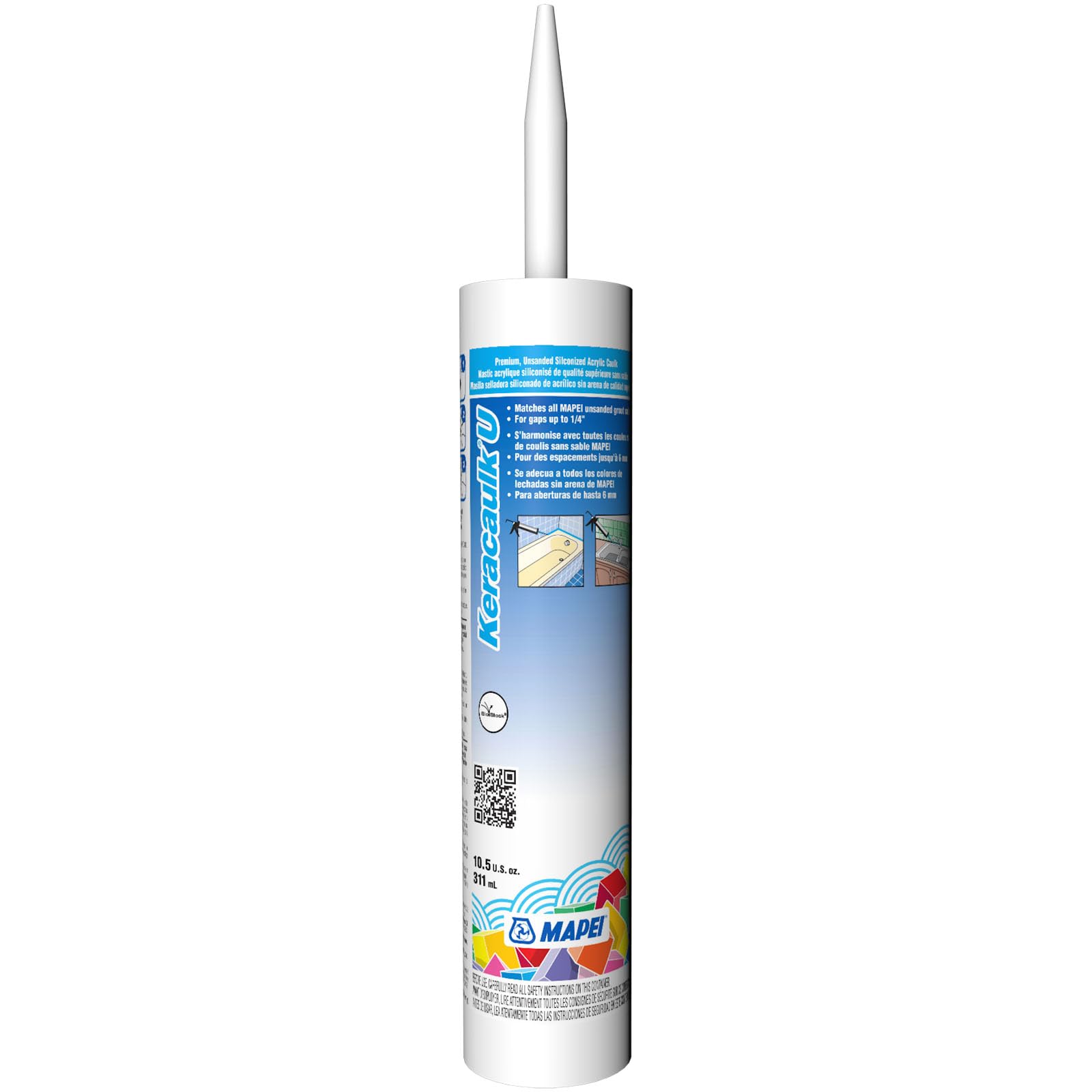 Mapei Keracaulk U Premium, Paintable, Unsanded, Siliconized Acrylic Caulk, Expertly Formulated to Match Grout Colors, 10 oz., 5049 Light Almond- Unsanded Image