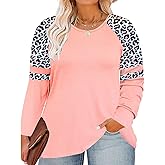 TIYOMI Plus Size Tops for Curvy Women Long Sleeve Shirts Crewneck Tunic Casual Pullover Loose Fit Basic Raglan Tshirt XL-5XL