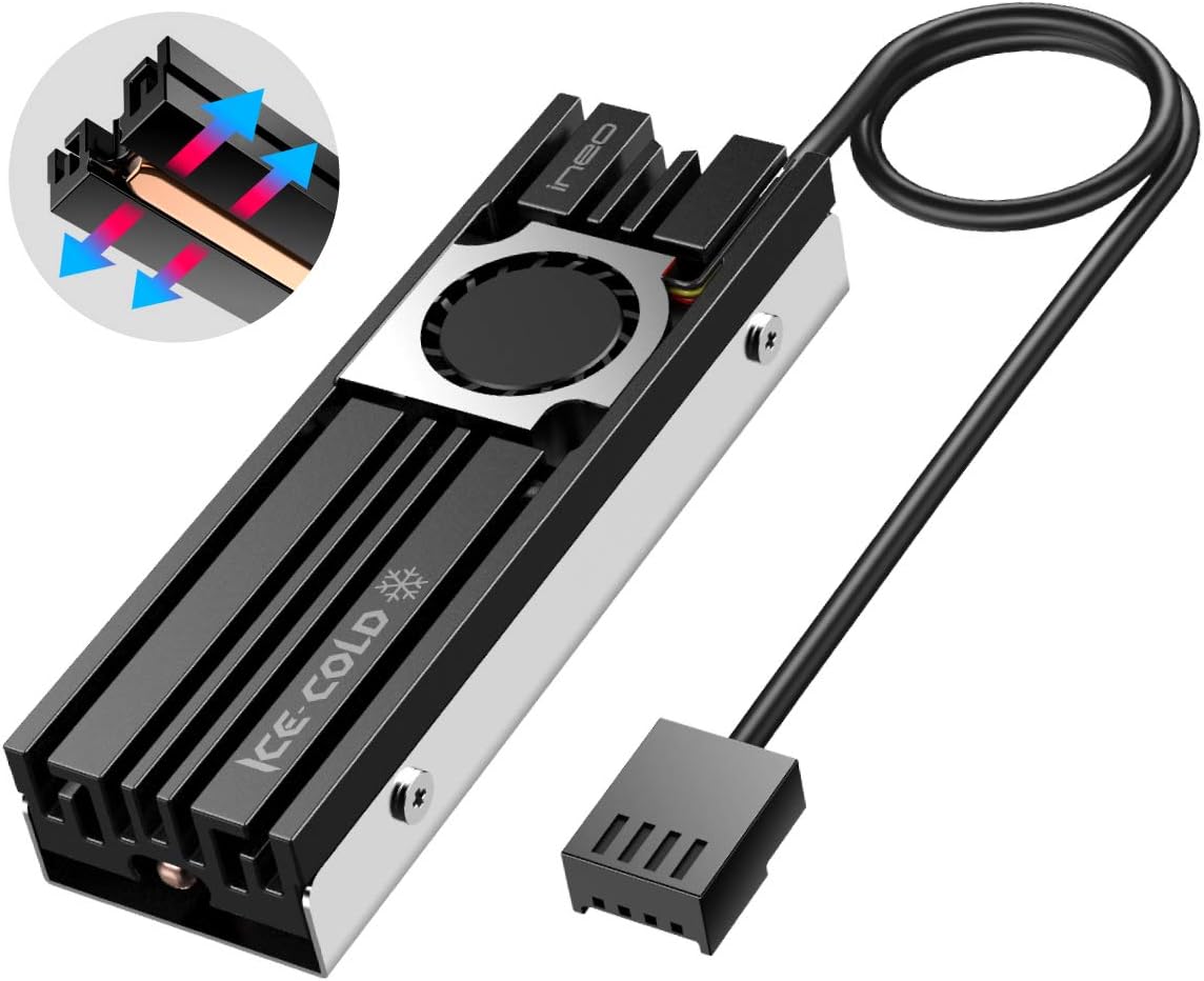 ineo Aluminum M.2 2280 SSD Heatsinks with 20mm Fan