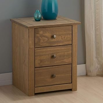 Happy Beds Santiago Pine 3 Drawer Bedside Table Wooden Bedroom