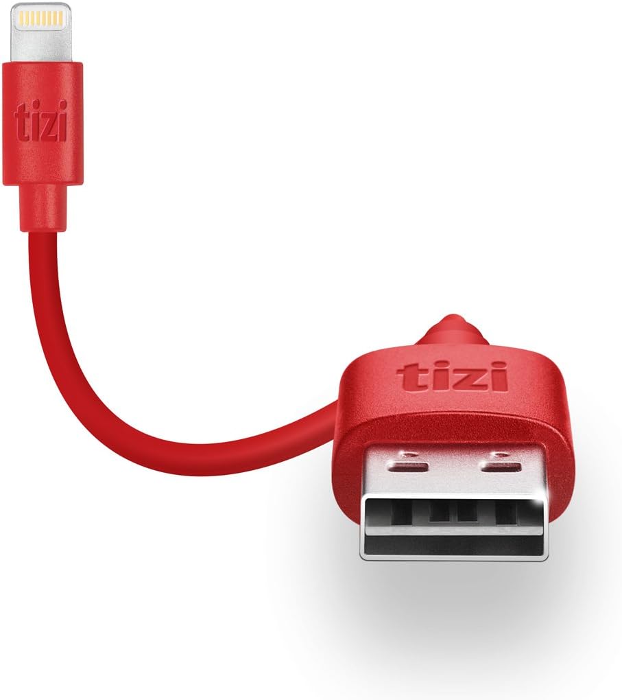 equinux tizi flip (10cm, red) lightning cable - reversible tizi flip USB Lightning charging cable, officially Apple certified as Made for iPhone, iPad und iPod (MFI)