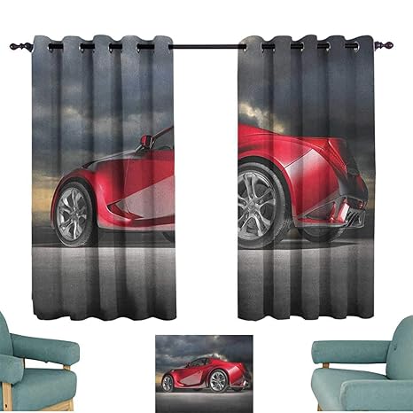Amazon Com Cars Bedroom Girs Curtains Modern Red Sports Car