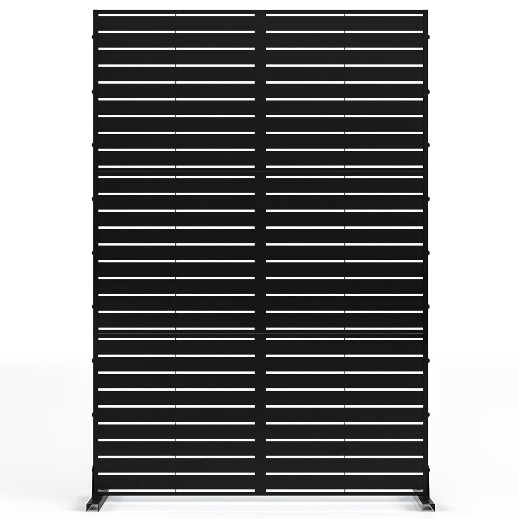 Photo 1 of ***STOCK PHOTO FOR REFERENCE ONLY***MTART Metal Privacy Screen 72" H x 47.2" Decorative Outdoor Privacy Screen Privacy Panel with Stand for Balcony Deck Patio Lawn Garden, Privacy Fence (Black-Louvered)
