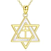 AXOMY Star Of David Necklace S925 Sterling Silver Star Of David Pendant Jewish Star Necklace David Star Jewelry Gifts For Women Men