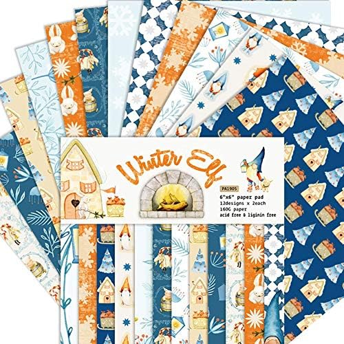 Christmas Pattern Paper Scrapbook Paper Pad Scrapbooking Vintage Exquisite Cardstock, 6''6'' Single Sided 12 Patterns Decorative Paper Card For DIY Photo Album Scrapbook Greeting Card - 24 Sheet