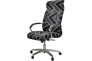 NILUOH Stretch Office Chair Cover with Zipper Printed Computer Chair Cover for Armrest Chair Universal Removable Spandex Rotating Boss Chair Slipcovers Soft Desk Chair Seat Protector for Dogs, Cats (L, 09)