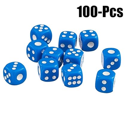 Joyibay Game Dice Set, 100Pcs Playing Dice Toy Opaque Round Corner Acrylic 6 Sided Dice (M Blue)