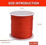 TONIFUL 1mm Red Nylon Cord Satin String 100 Yards Jewelry Macrame Beading view 2