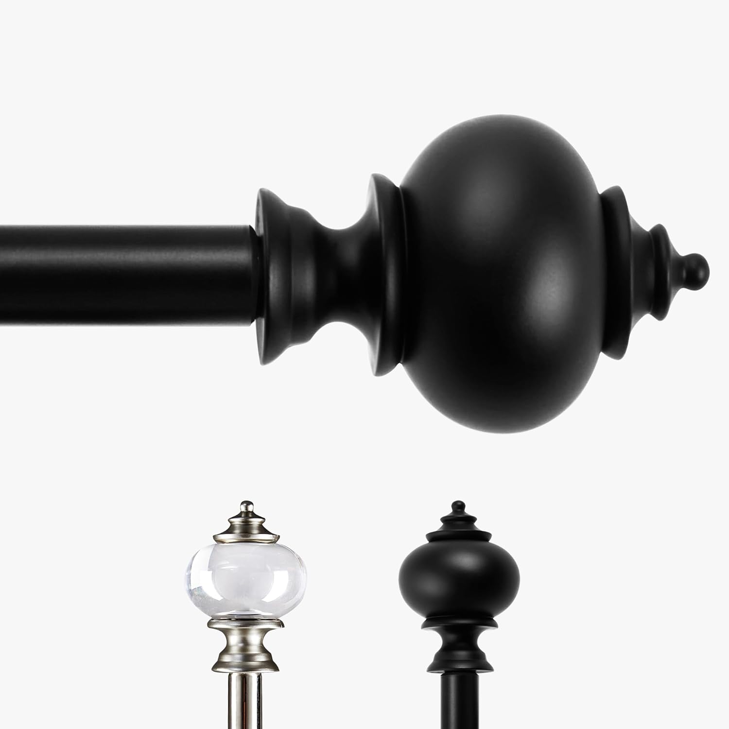 Window Treatment Hardware - Deconovo Black Curtain Rods for Windows 48 to 84 Inches, Standard Adjustable Decorative Single Window Curtain Rod Set, 3/4 Inch Diameter Steel Tube with Black Finish