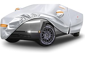 SPORTULI Waterproof Car Cover Replace for Tesla Cybertruck, 6 Layers Silver All Weather Full Car Covers with Zipper Door & Windproof Bands for Snow Rain Dust Protection