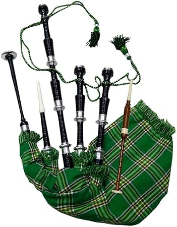 Schottischer Dudelsack Great Highland Spielbar Mit Farbigen Pfeifen Und Weissen Fixierungen Inkl Tragetasche Grun Irish Green Amazon De Musikinstrumente